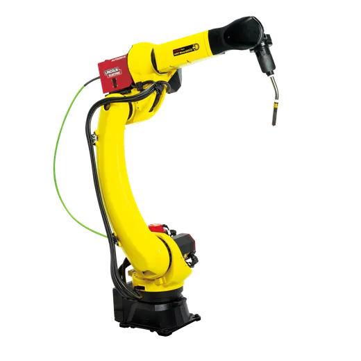 FANUC Arc Mate 120iD welding robot, one of the dedicated welding-type arms that separates the two most complete brand catalogs from the rest